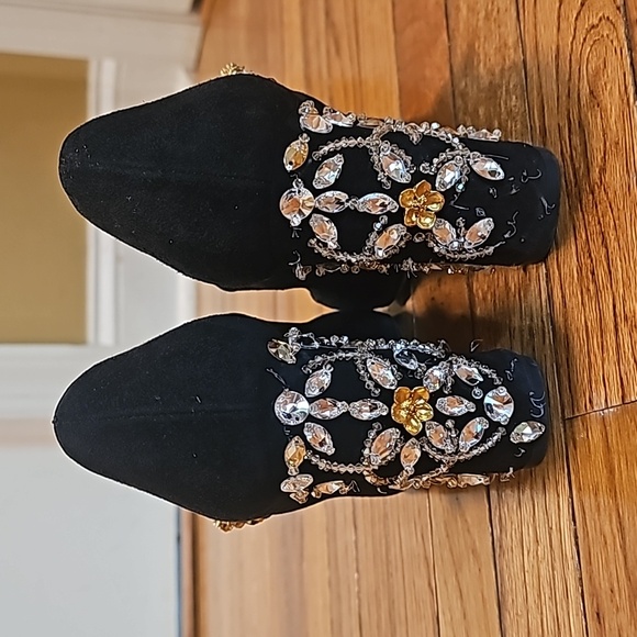 DOLCE & GABBANA Velvet Suede Crystal Embellishments Mary Jane Pumps  38.5 - Picture 7 of 16